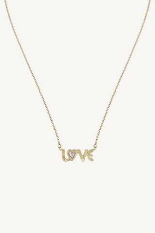 17" pave diamond "love" necklace