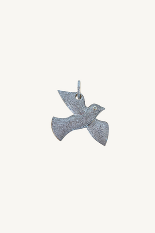 large pave diamond bird pendant