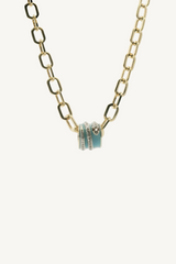 enamel turquoise and pave diamond snake bead