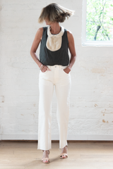 ruffle yoke blouse with cami - black
