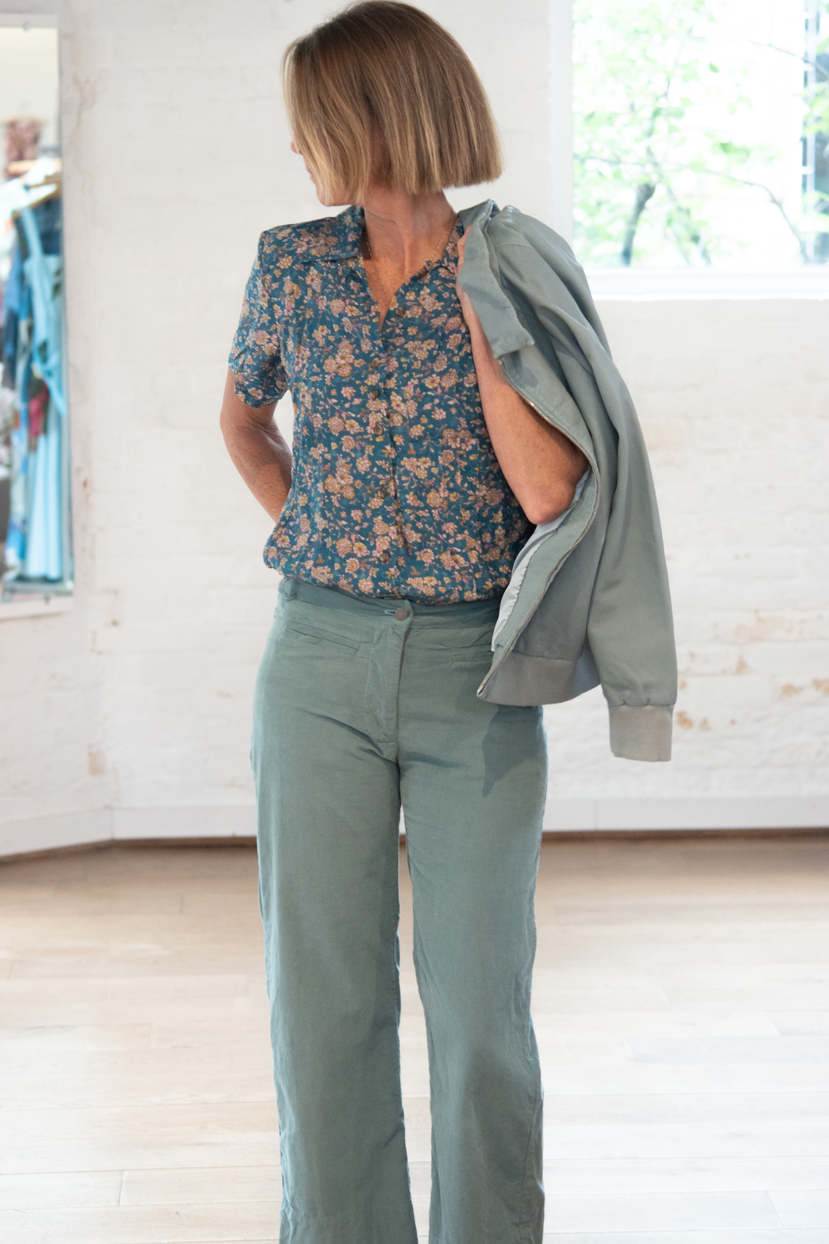 corduroy trousers - sea