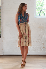 sleeveless dress - multi print silk