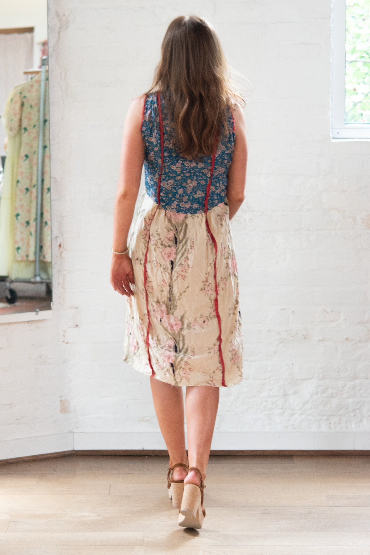 sleeveless dress - multi print silk