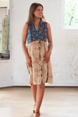 sleeveless dress - multi print silk