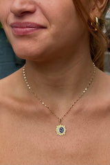 lapis moon and star pendant on 14kt gold chain