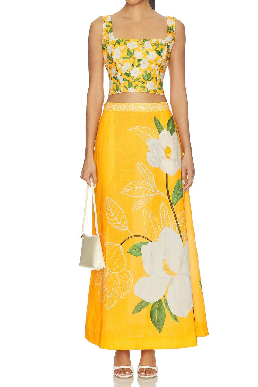 magnolia maxi skirt - positano magnolia