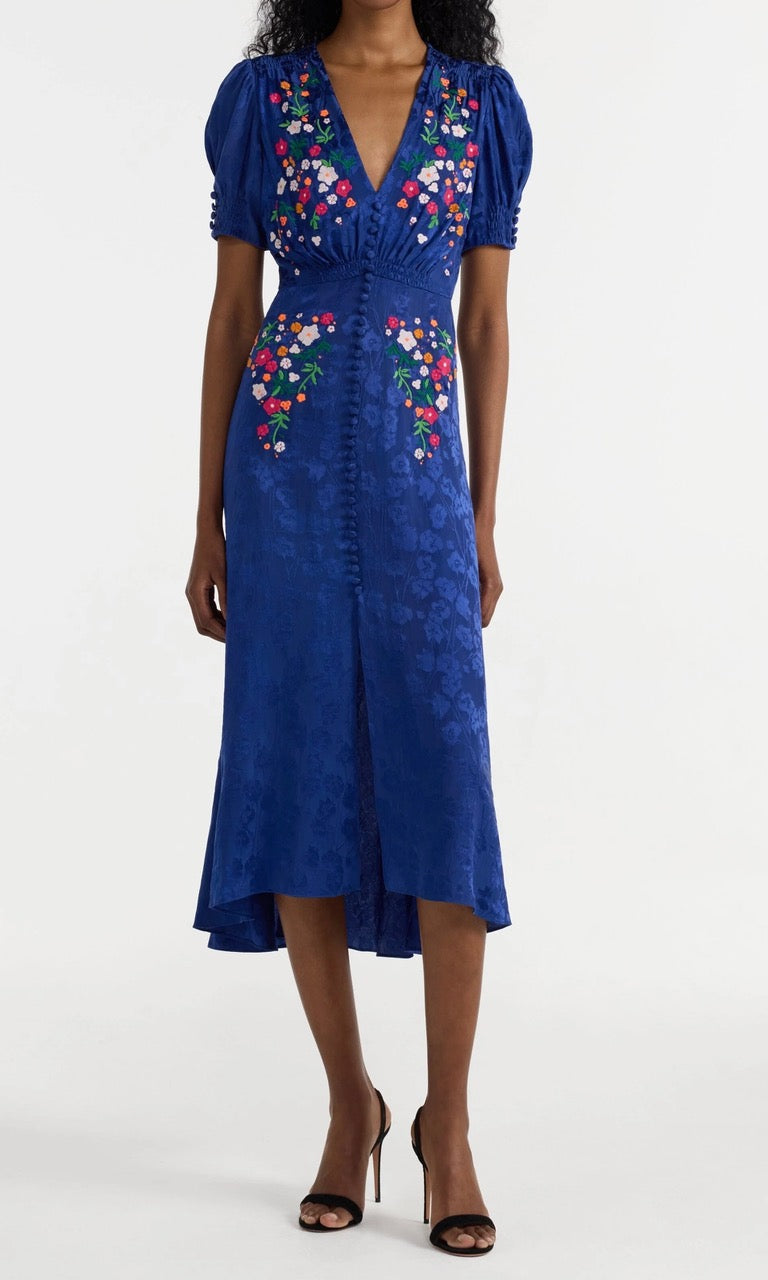 lea dress - royal indigo jewel embroidered