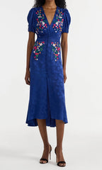 lea dress - royal indigo jewel embroidered