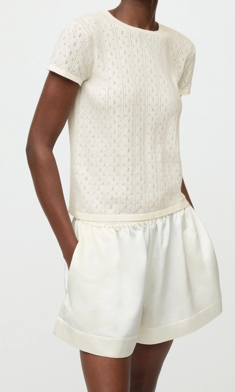 pointelle tee - feather white
