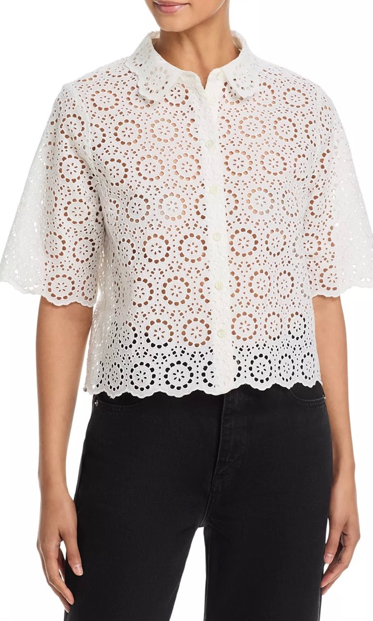 the petal eyelet shirt - white