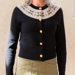 josefa cardigan - dark navy fair isle