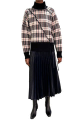 plaid jacquard oversized pullover - black multi