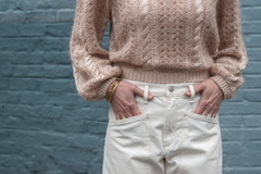 femme cable mix sweater - blush multi