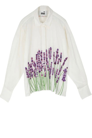 shirt greta - hand-embroidered lavender flowers