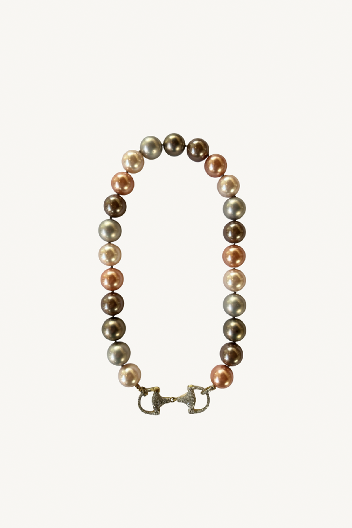 mother of pearl necklace with diamond bit closure