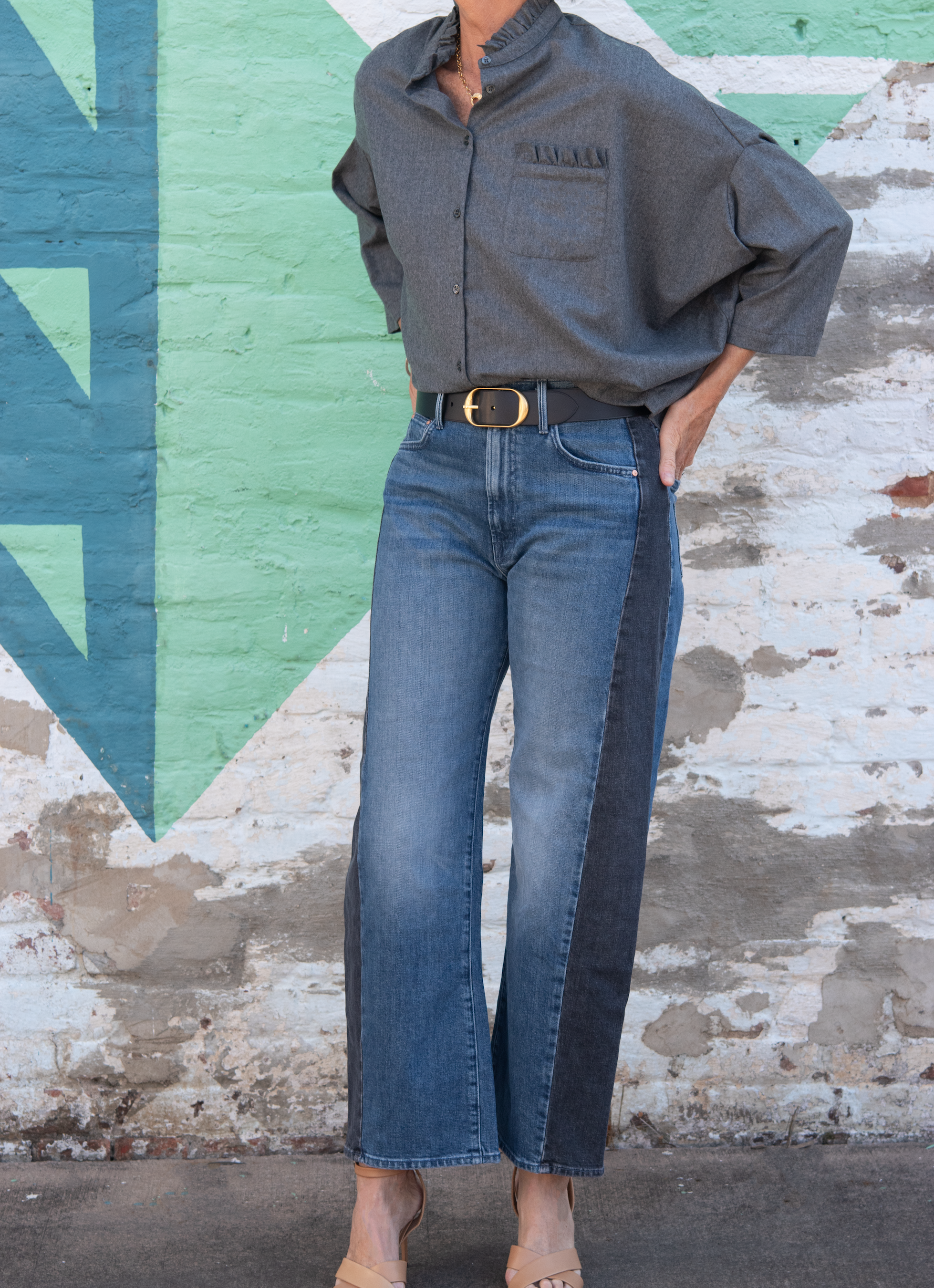 shirt with collar and pocket - grey flannel