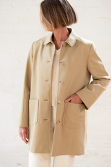 balzac short duster coat - desert khaki