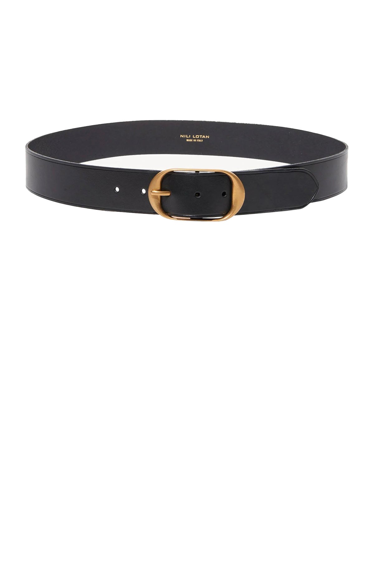 nili belt - black with antique brass buckle