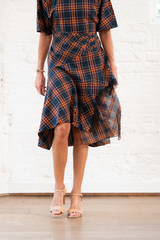 short sleeve draped dress - dusk multi