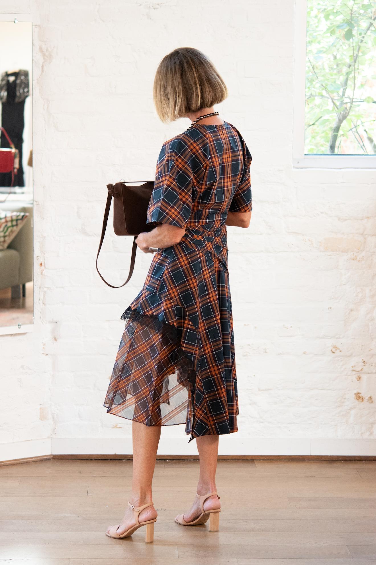 short sleeve draped dress - dusk multi