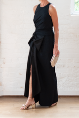 poplin power dress - pure black
