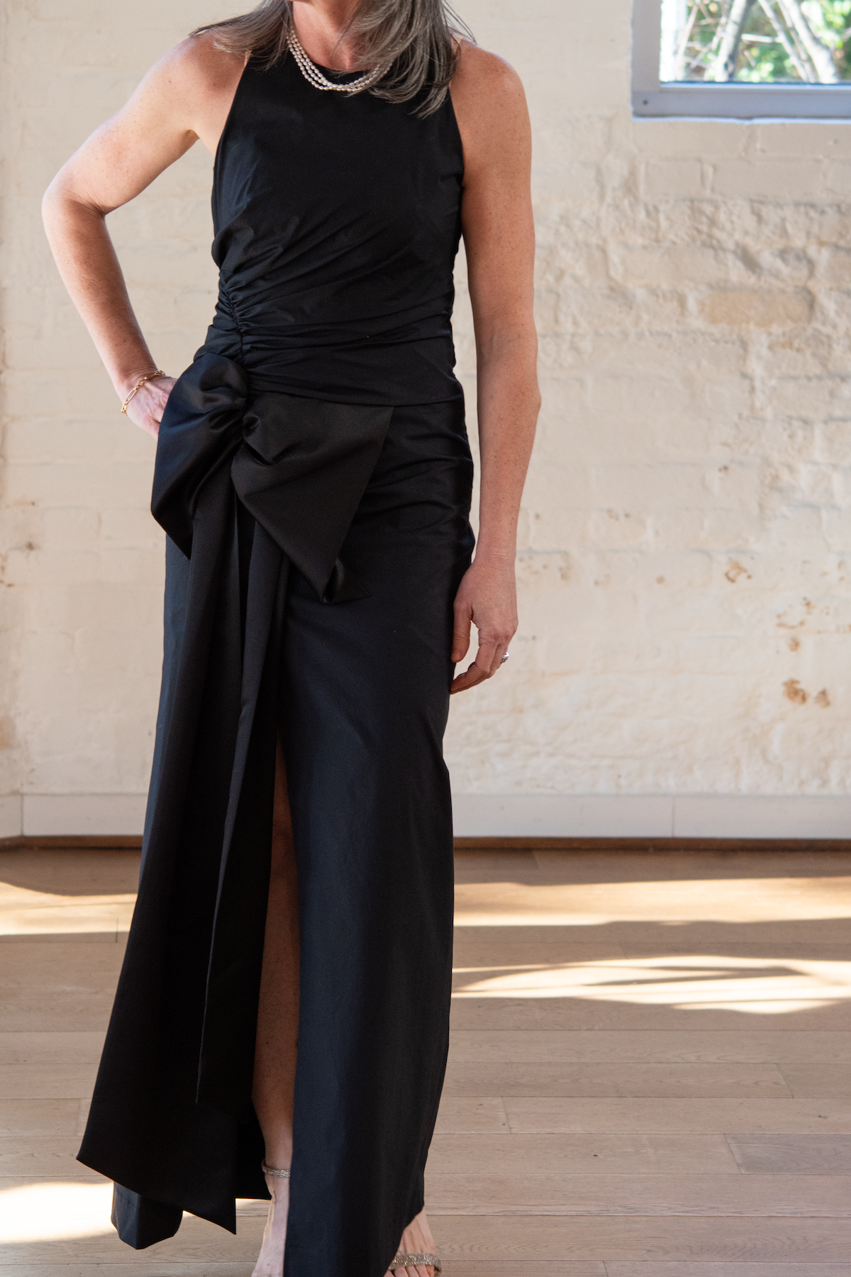 poplin power dress - pure black