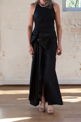 poplin power dress - pure black