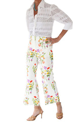 yves pique flared pants - terrazzo flower sun white