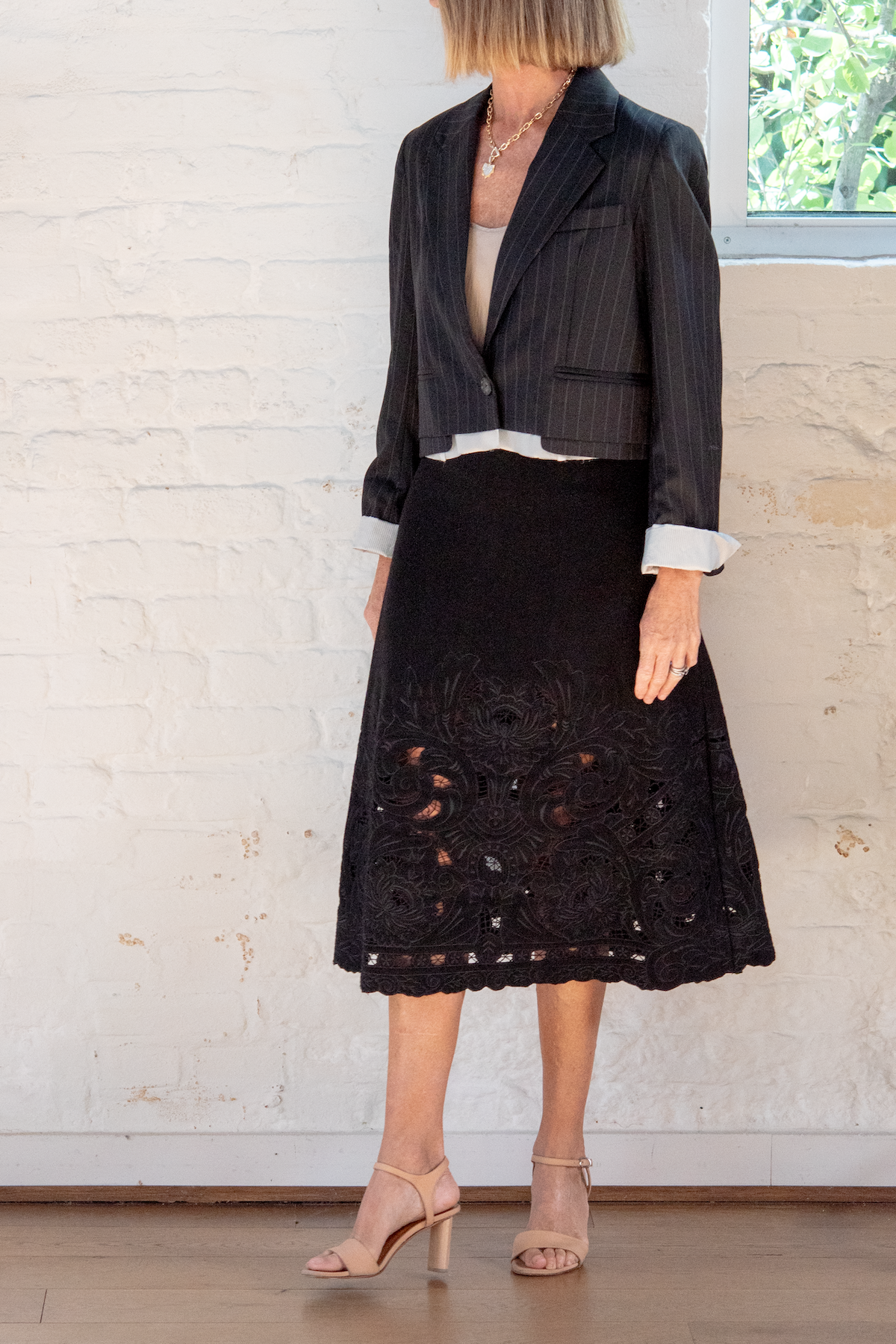ceci embroidery skirt - black