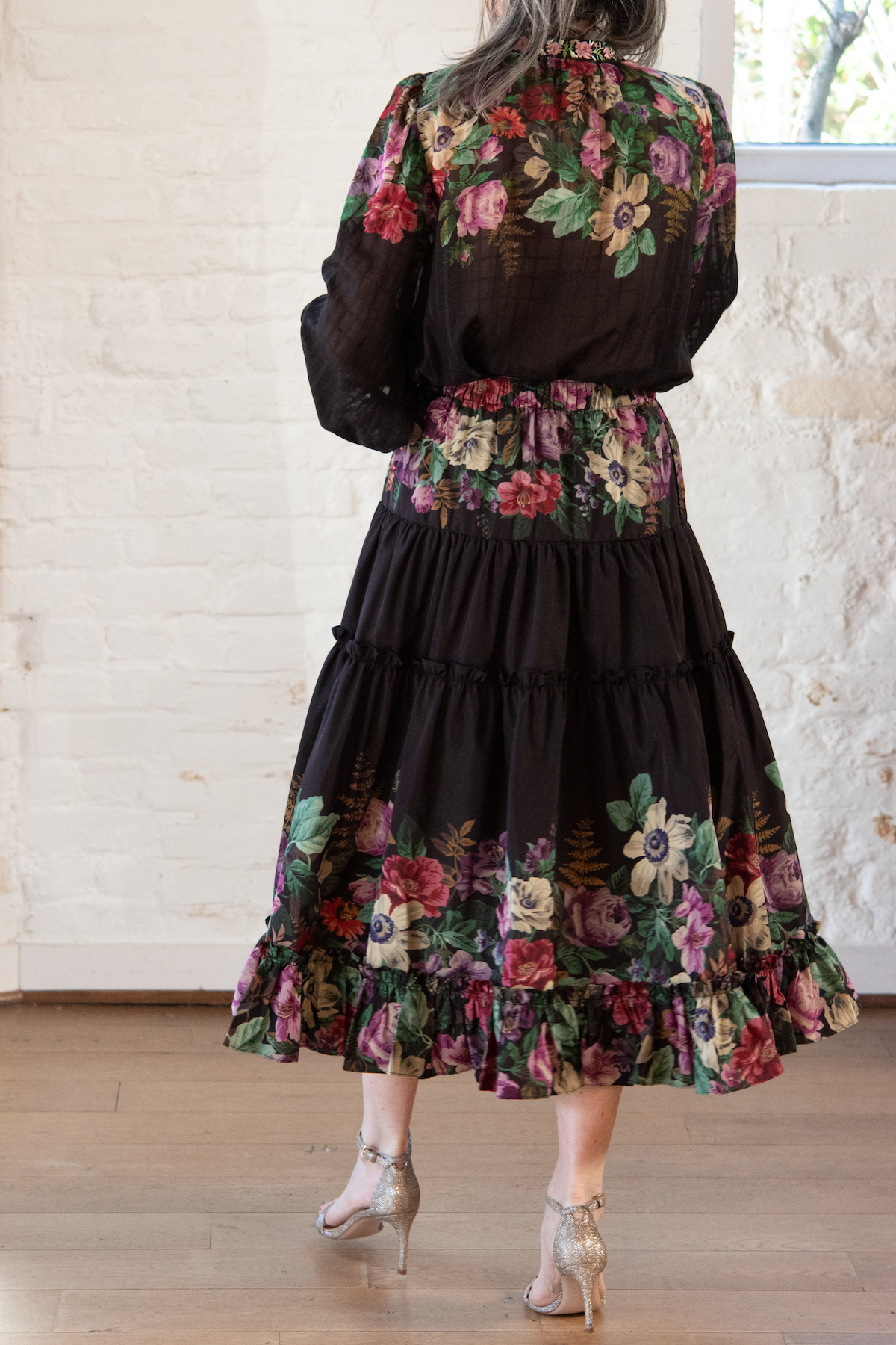 viktoria print midi skirt - multi