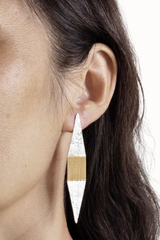 shard earrings - brass and silver