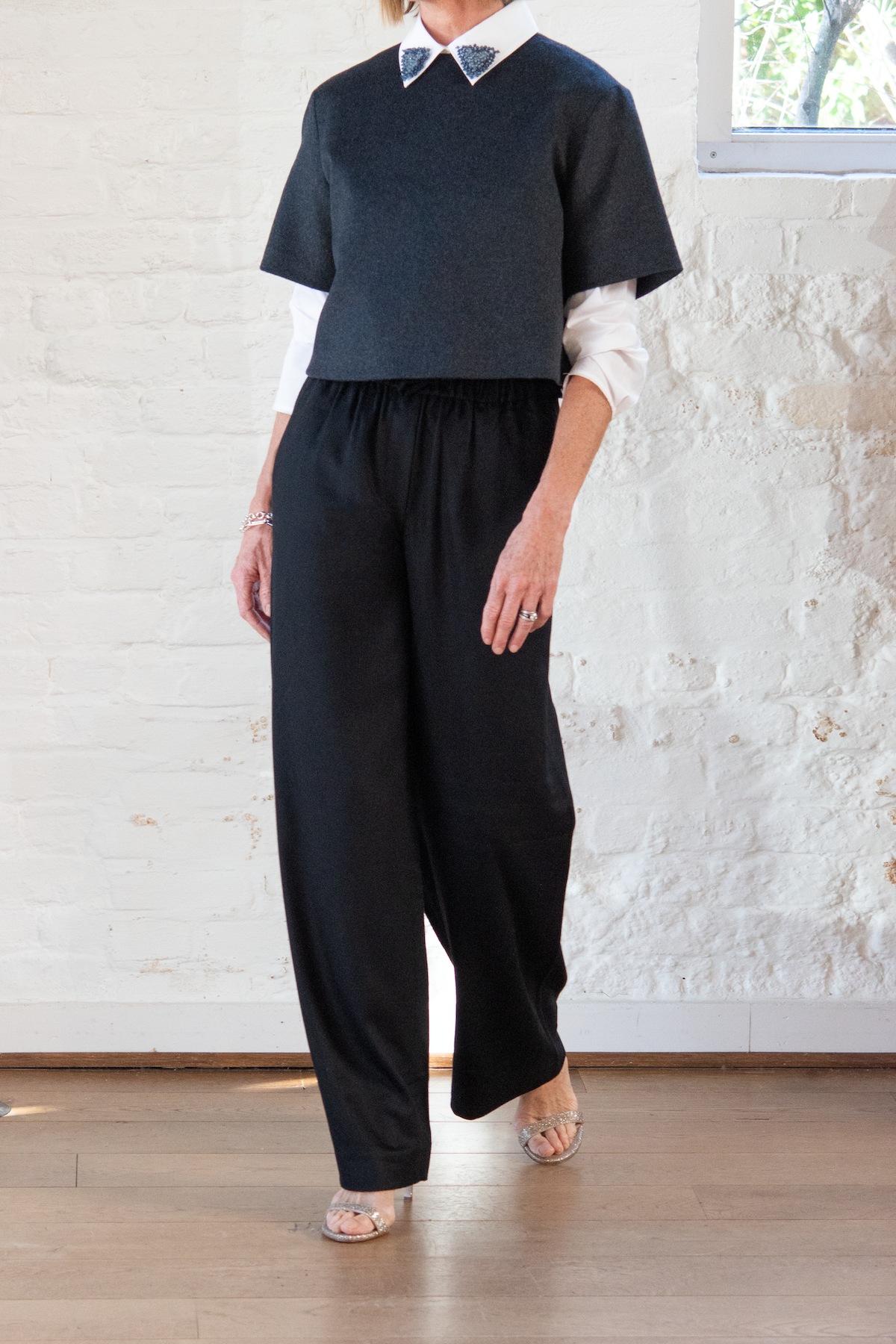 woven pants - black