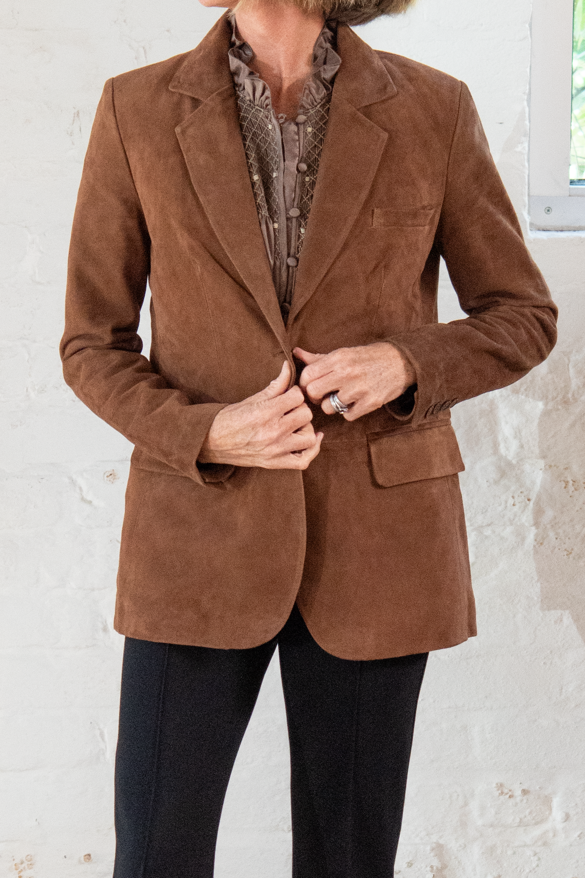 classic blazer - dark cognac