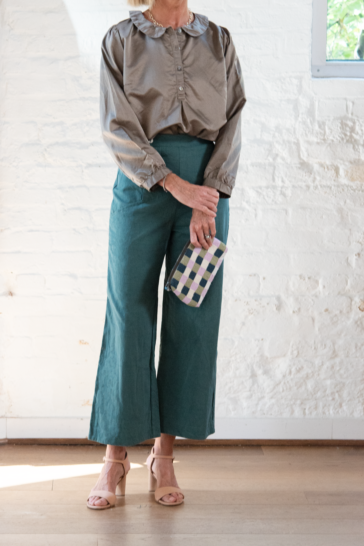 cotton check sac - lilac check