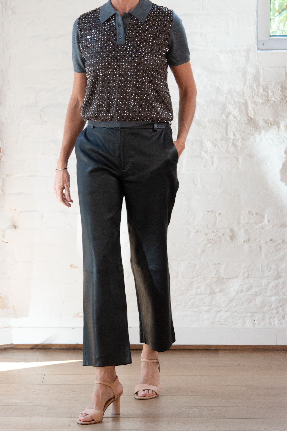 cropped baggy trousers - black