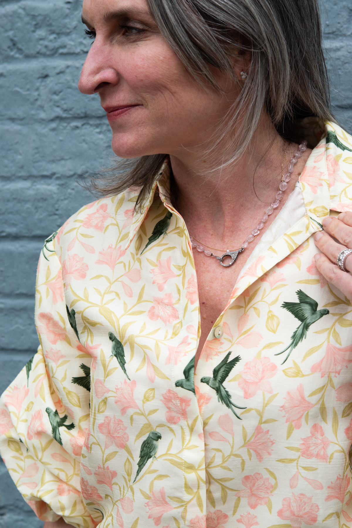 morganite beaded necklace with diamond claw clasp
