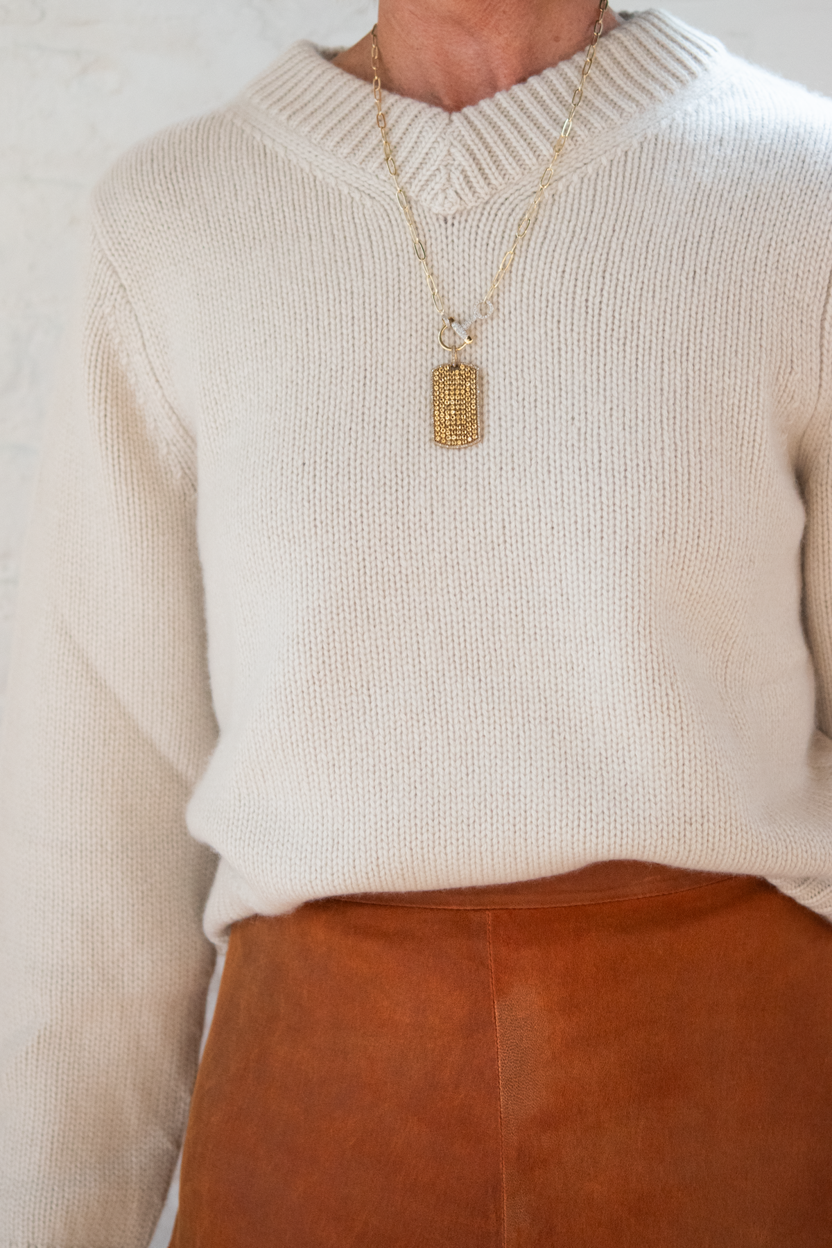 chunky v-neck - chalk