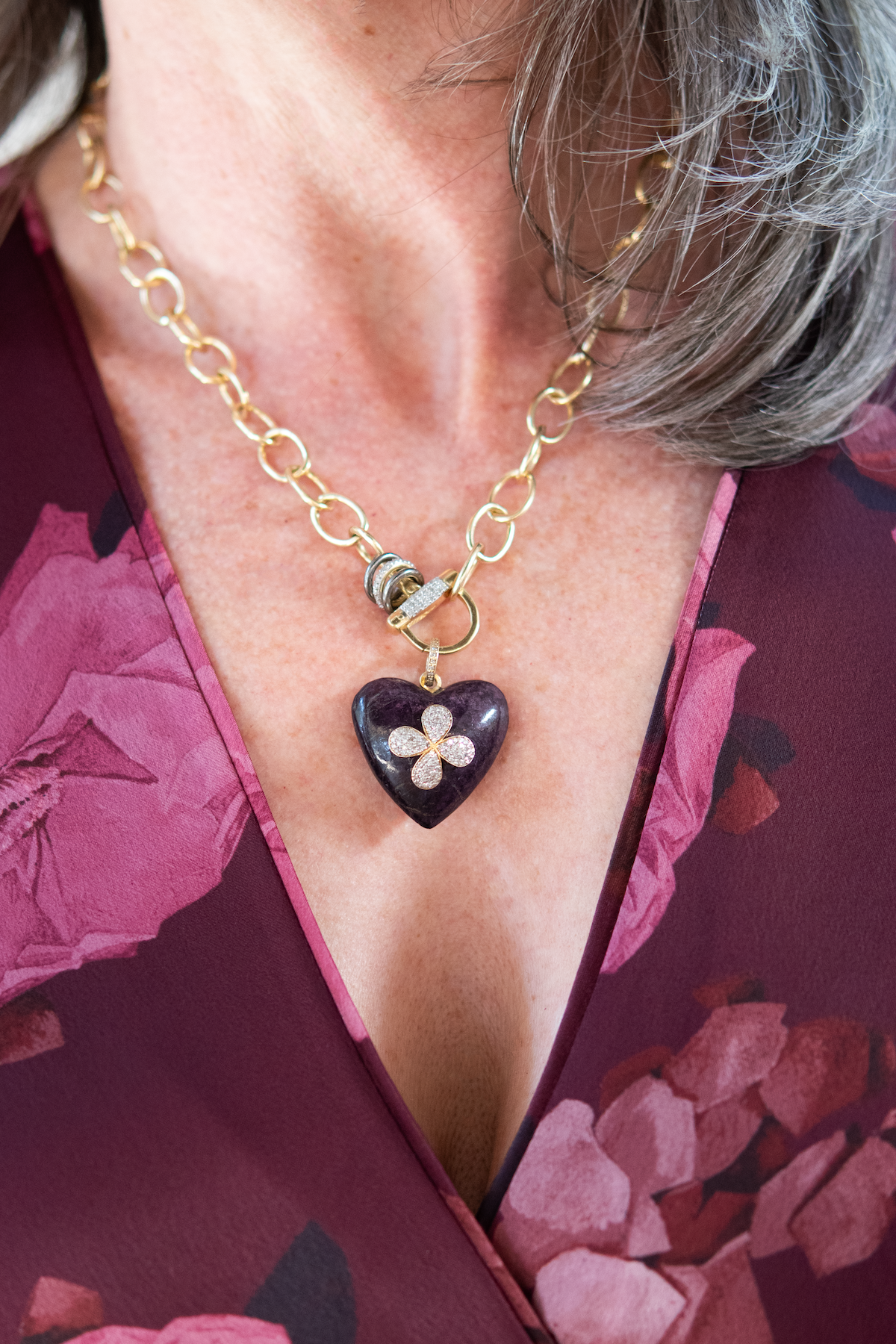 purpurite heart pendant