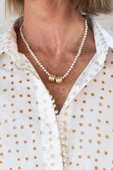 naroa blouse - white gold dots