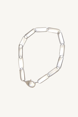 Sterling silver and diamond large link chain choker