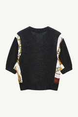 foulard statement pullover - brown ribbon scarf