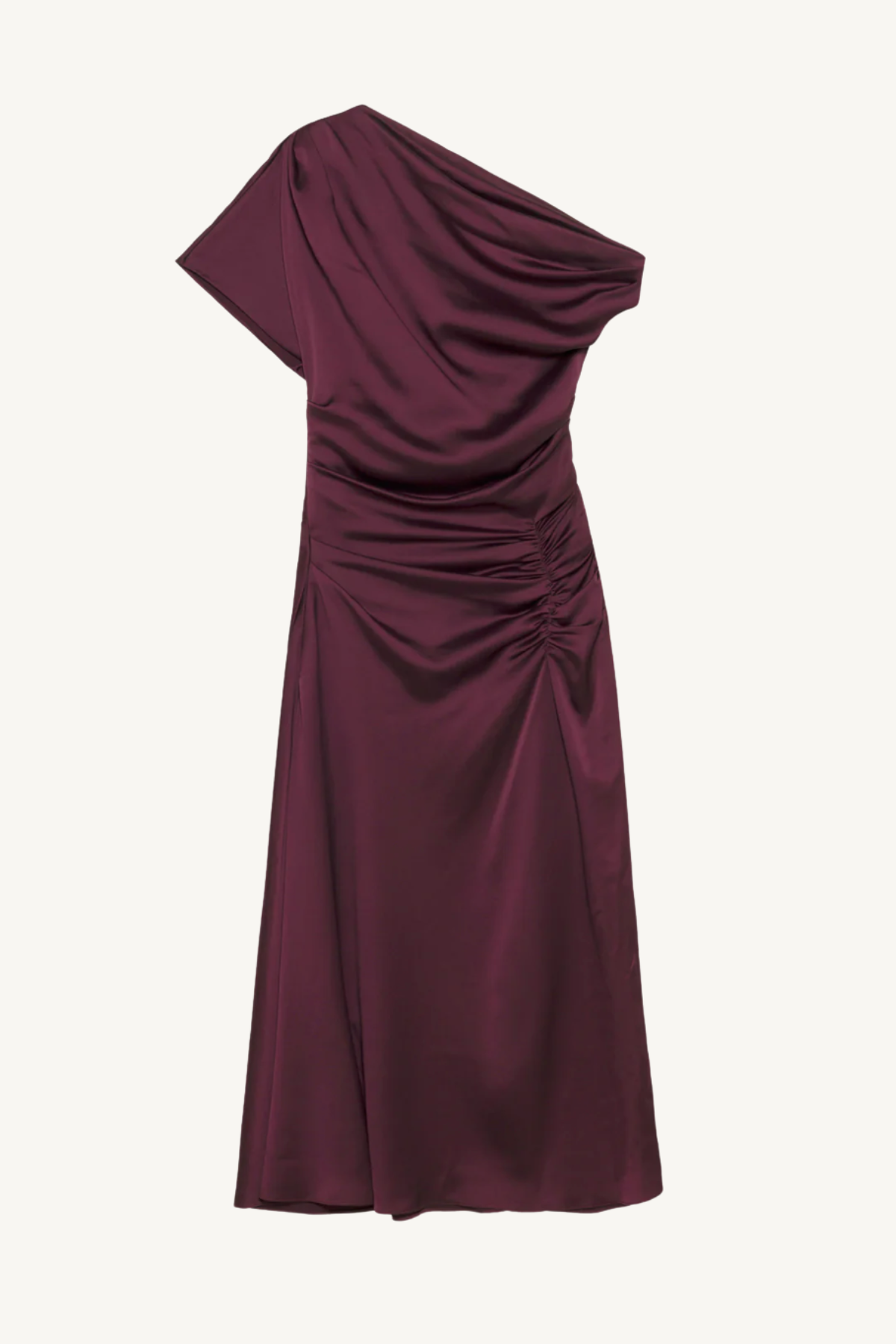 joanna off shoulder satin midi - fig