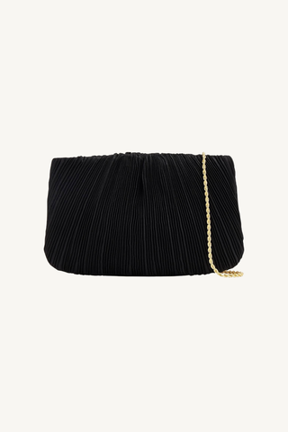 brit flat pleated clutch - black