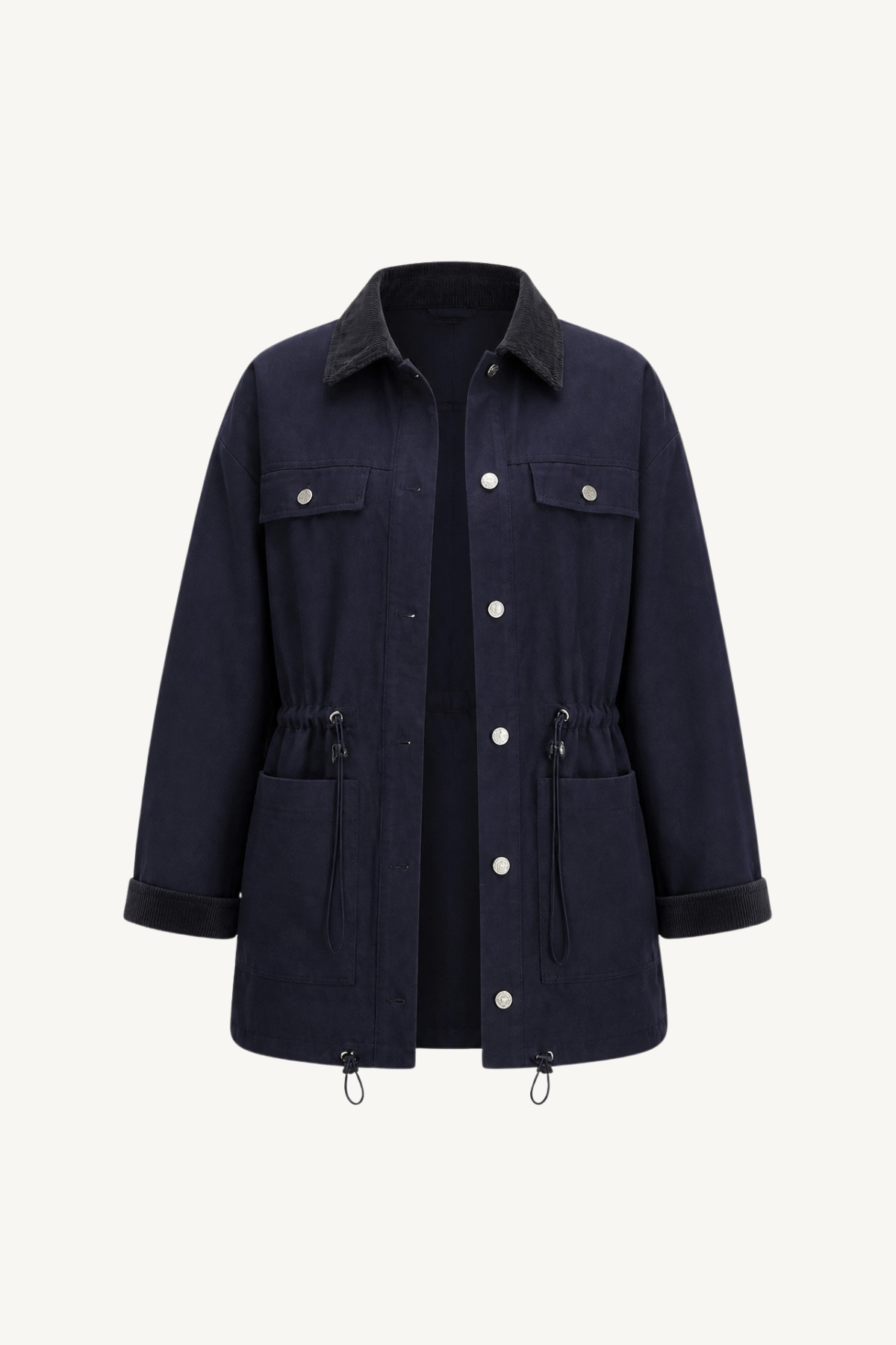 barn chore jacket w/drawstring - navy