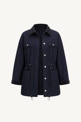 barn chore jacket w/drawstring - navy