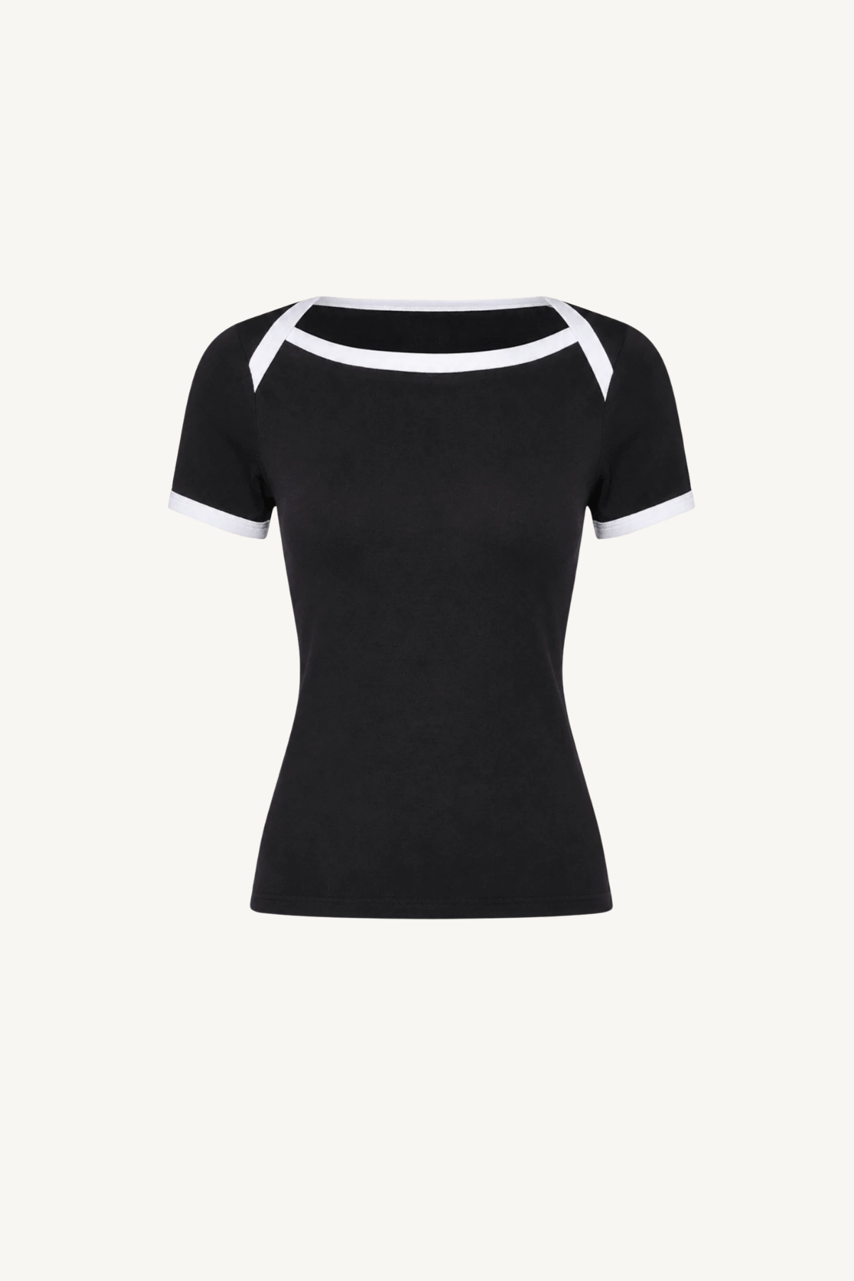 cotton ringer bateau tee - black/white