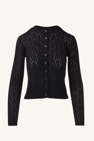 pointelle cardigan - black