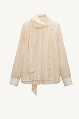 airy check blouse - ivory