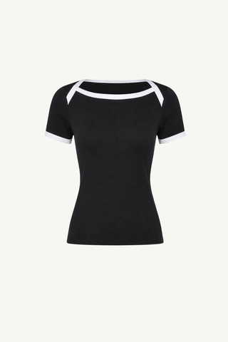 cotton ringer bateau tee - black/white
