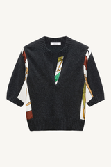 foulard statement pullover - brown ribbon scarf